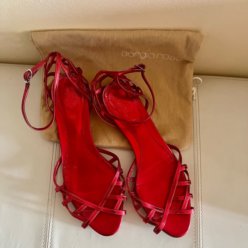 Sergio Rossi Red Strappy Sandals